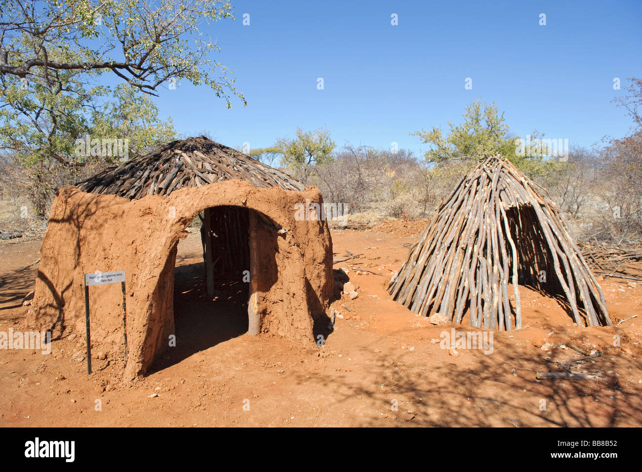 Huts of the Herero people in an open air museum, Cultural Village, Tsumeb, Namibia, Africa Stock Photo