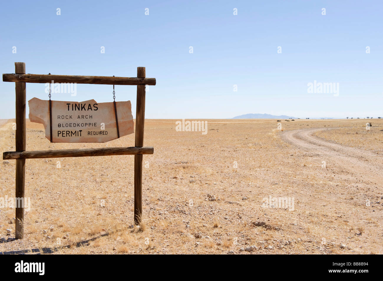 Turn-off to the route for four-wheel drive vehicles through the Namib-Naukluft National Park, Namibia, Africa Stock Photo