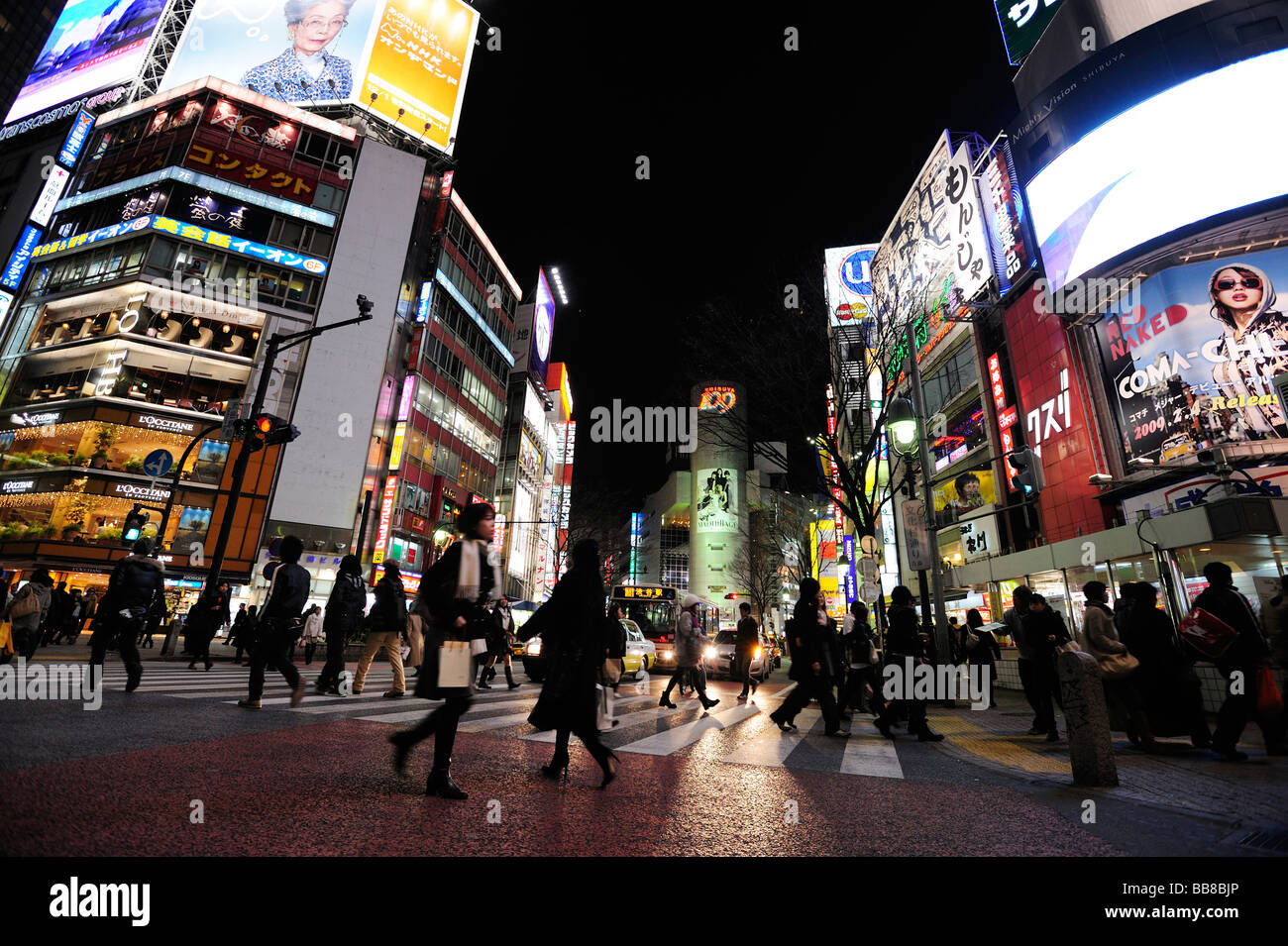 Intersection at Shibuya Station in Tokyo, Japan, Asia Stock Photo