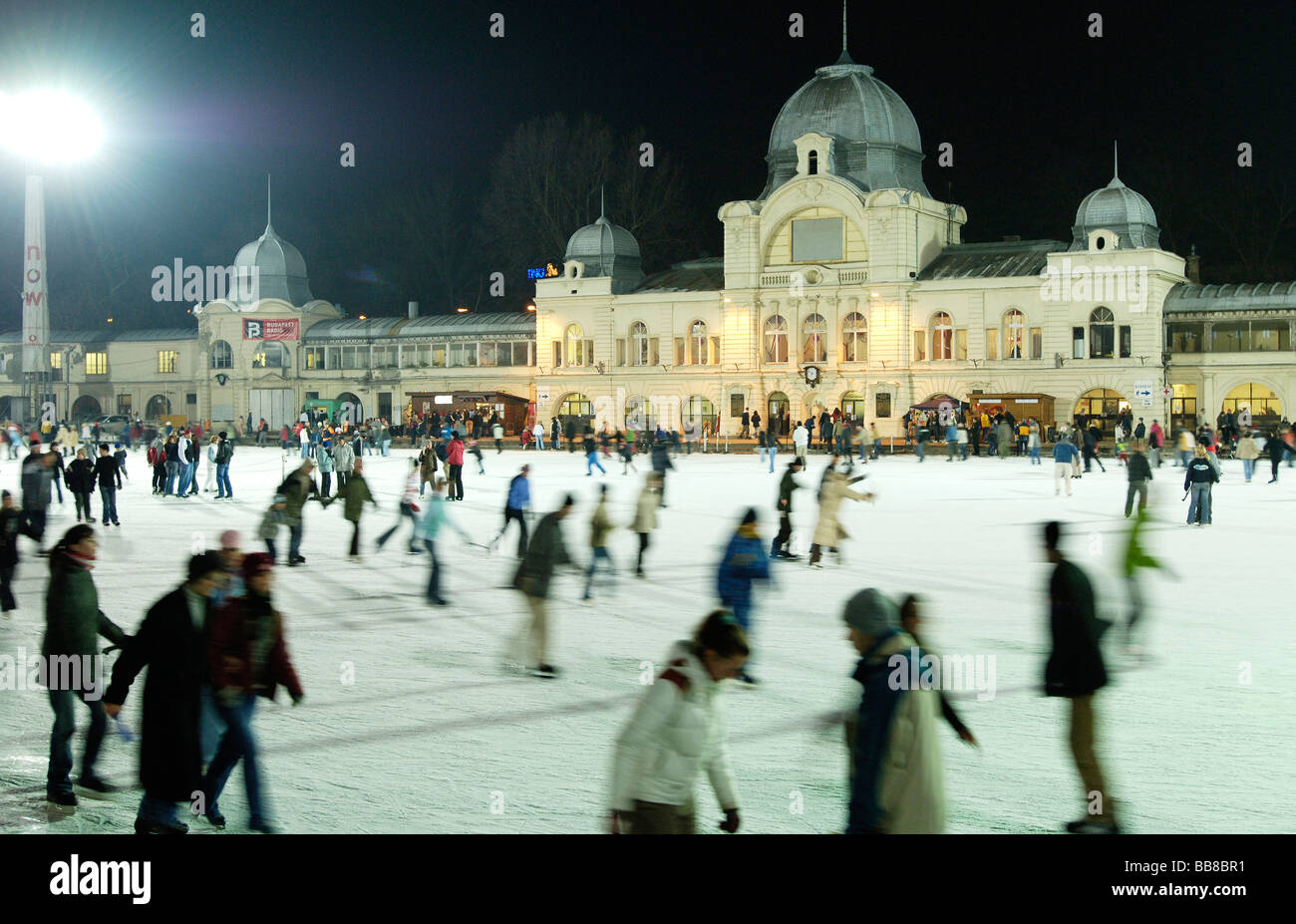 Ice skating in Budapest, Hungary, Eastern Europe Stock Photo