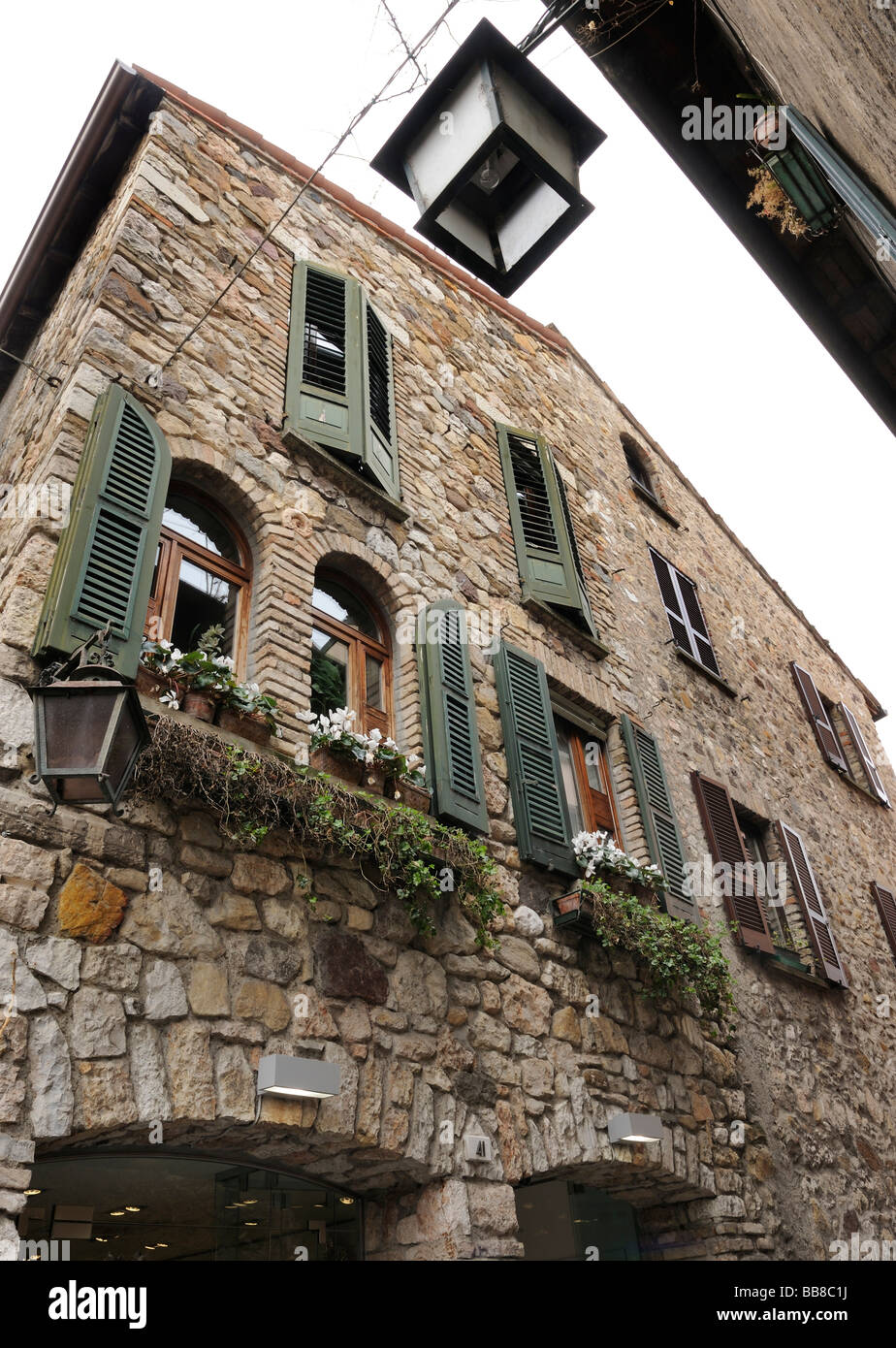 Building facade in the historic town centre of Sirmione, Lake Garda, Italy, Europe Stock Photo