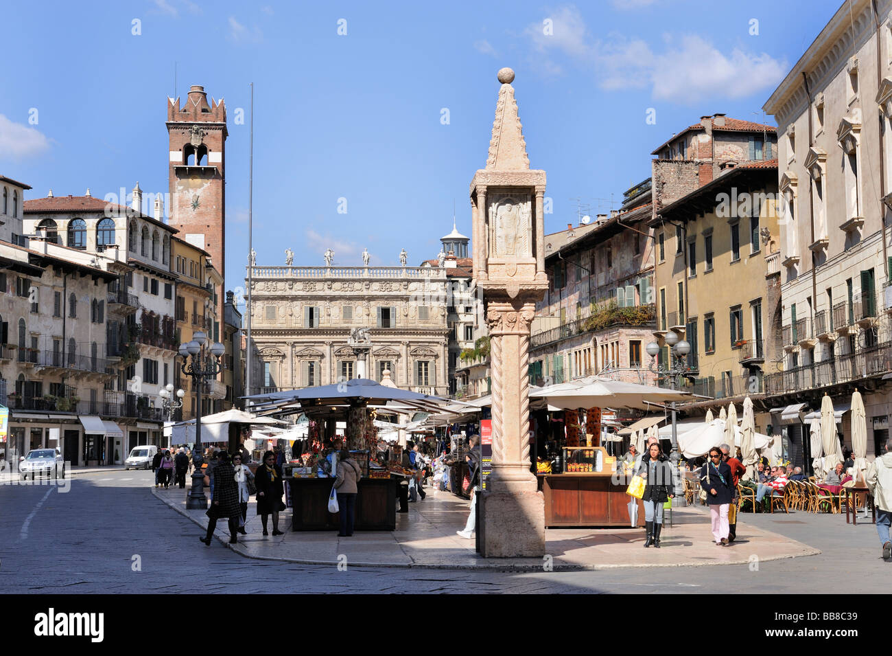 Piazza Erbe square, Verona, Lake Garda, Italy, Europe Stock Photo