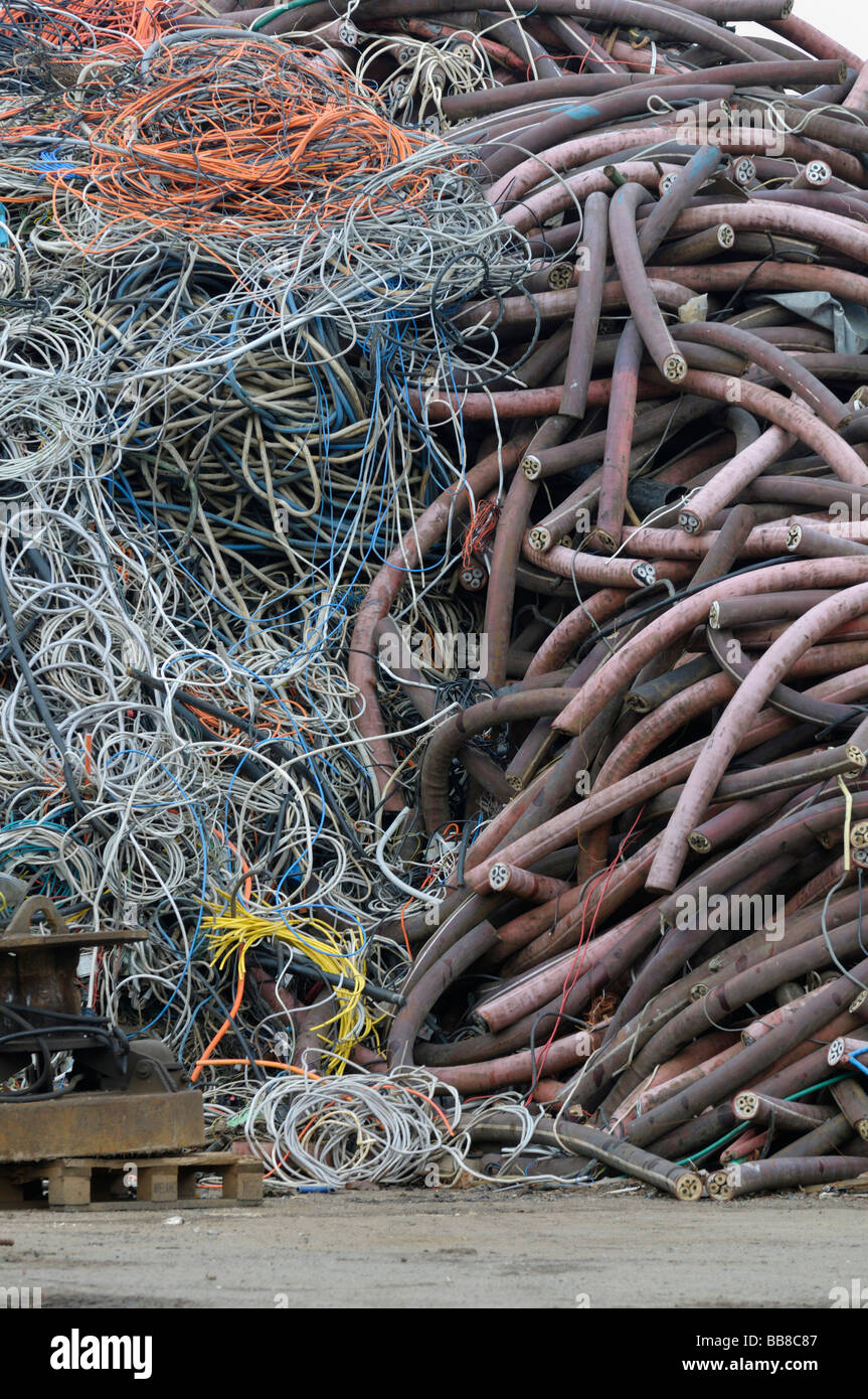 Cable collecting point, raw material recycling Stock Photo