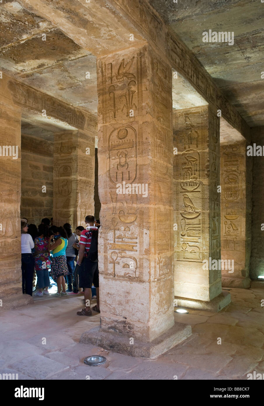Tourists in the Stone Temple of Ed-Derr near Lake Nasser, Egypt, Africa Stock Photo