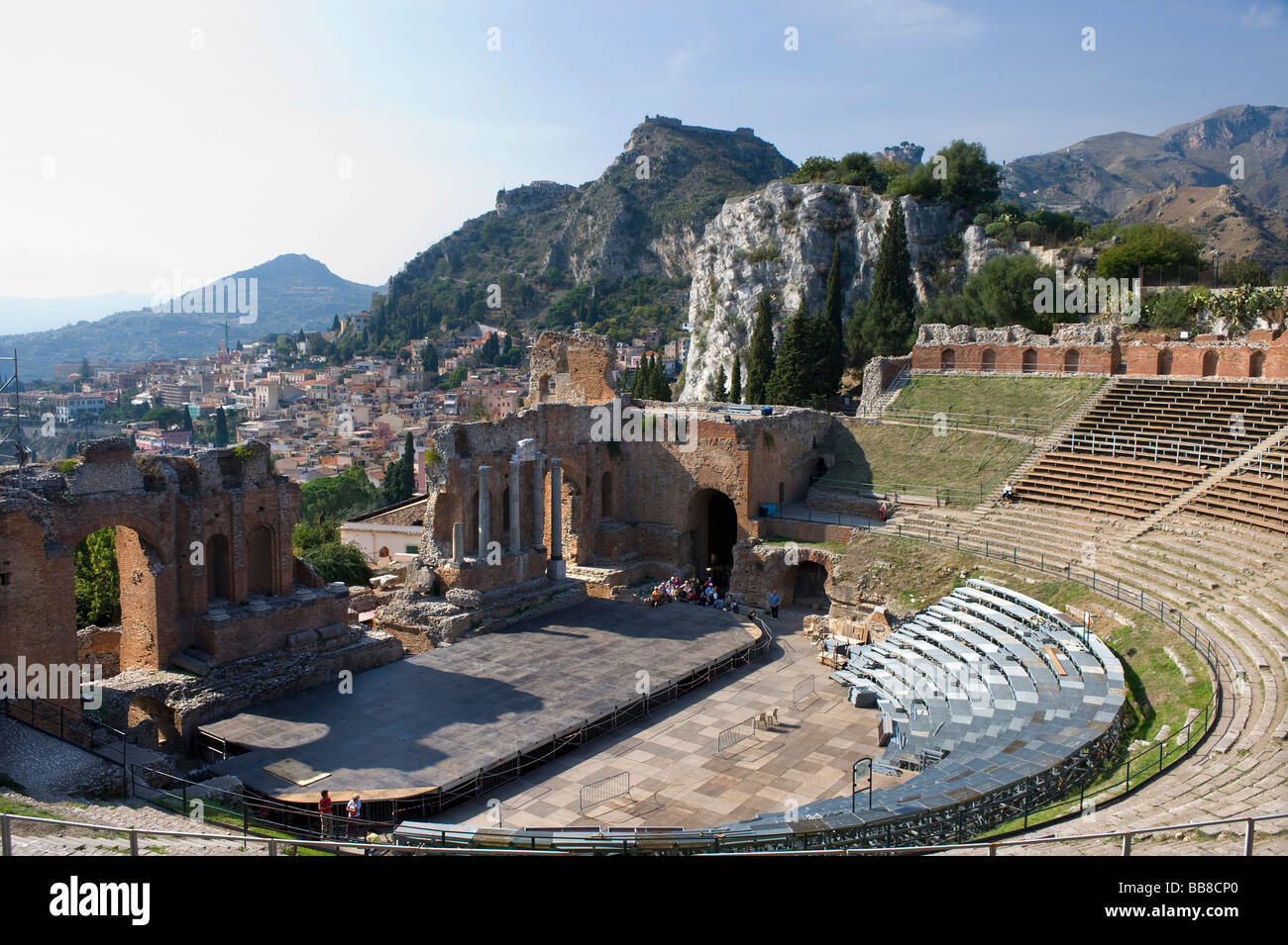 Greek amphitheatre, Taormina, Sicily, Italy Stock Photo