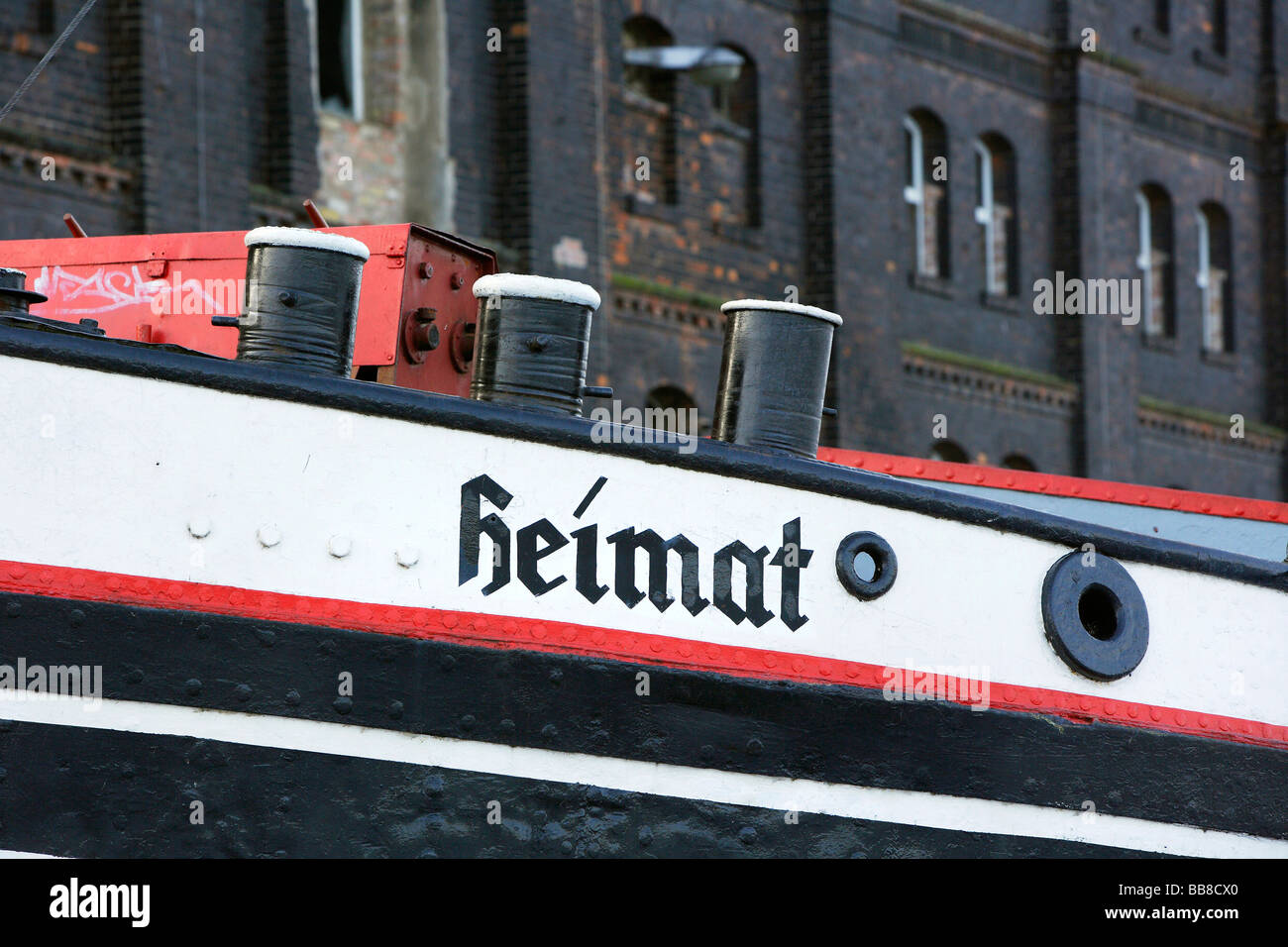 Heimat, home, written on a boat Stock Photo