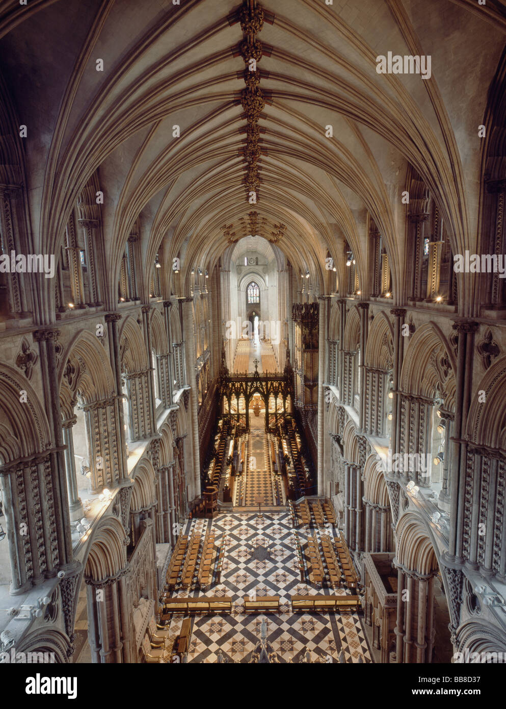 Ely Cathedral high level view from east end triforium Stock Photo