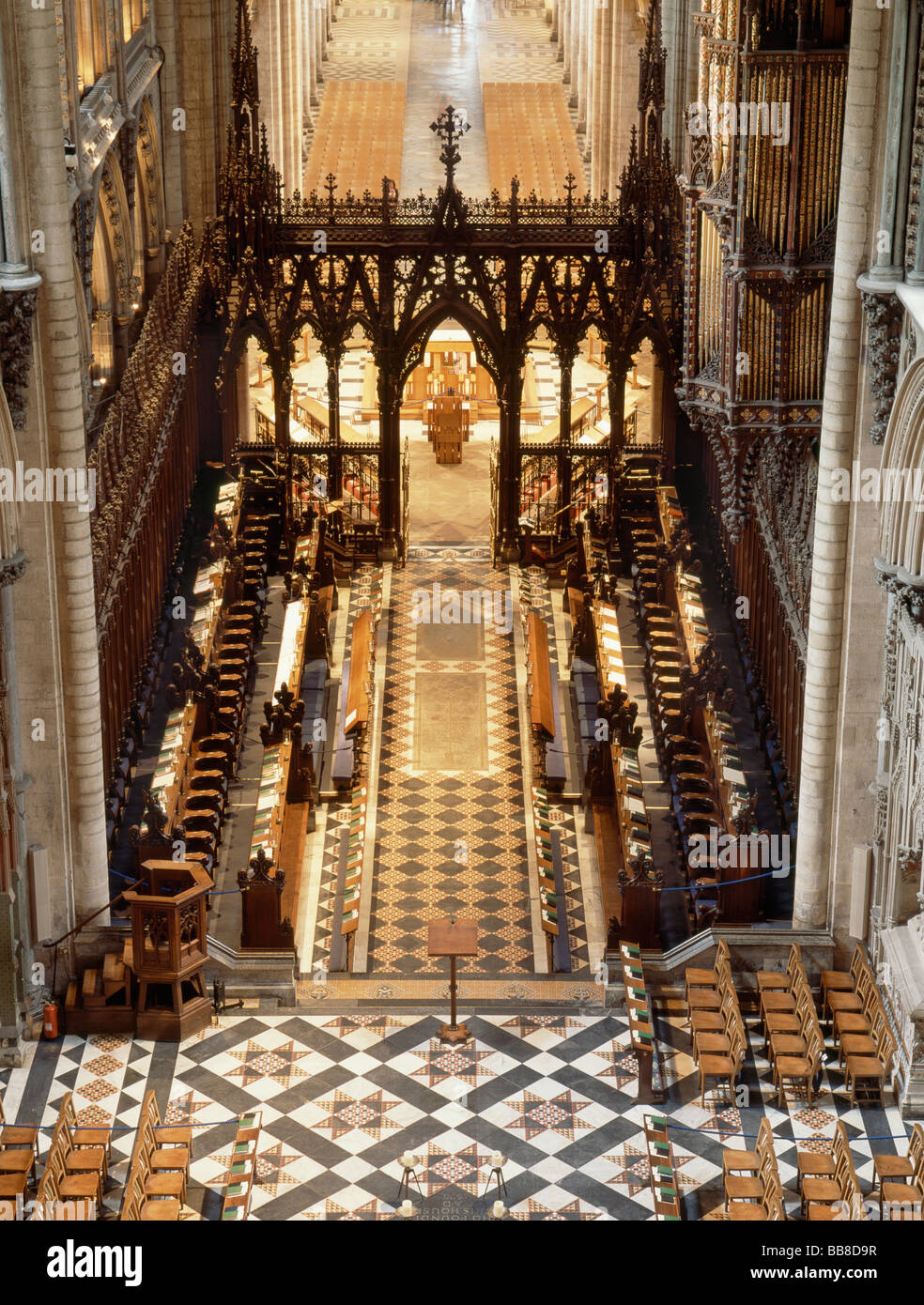 Ely Cathedral high level view from east end triforium Stock Photo