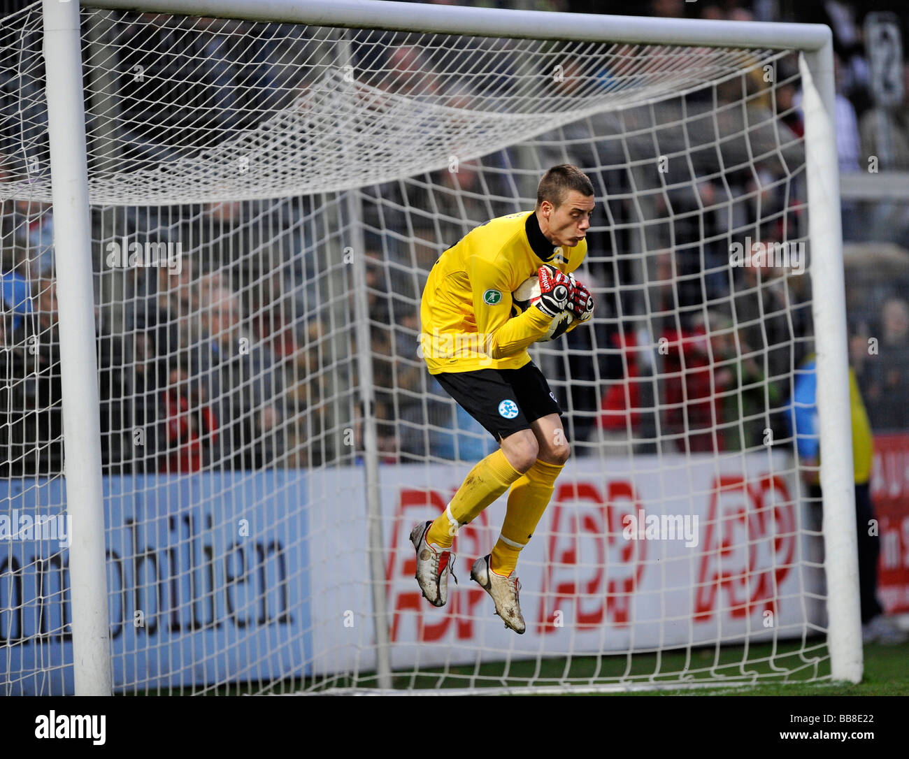 Goalkeeper Manuel Salz, Stuttgarter Kickers, catching a ball Stock Photo
