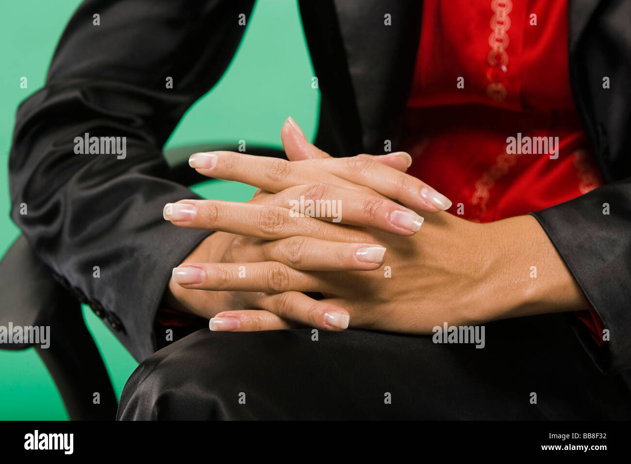 Woman in her work-related everyday life, posture, body language Stock Photo