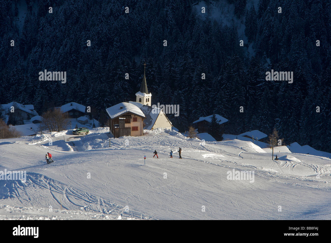 Small skiing area near Tschappina, Thusis, canton of Graubuenden, Switzerland, Europe Stock Photo