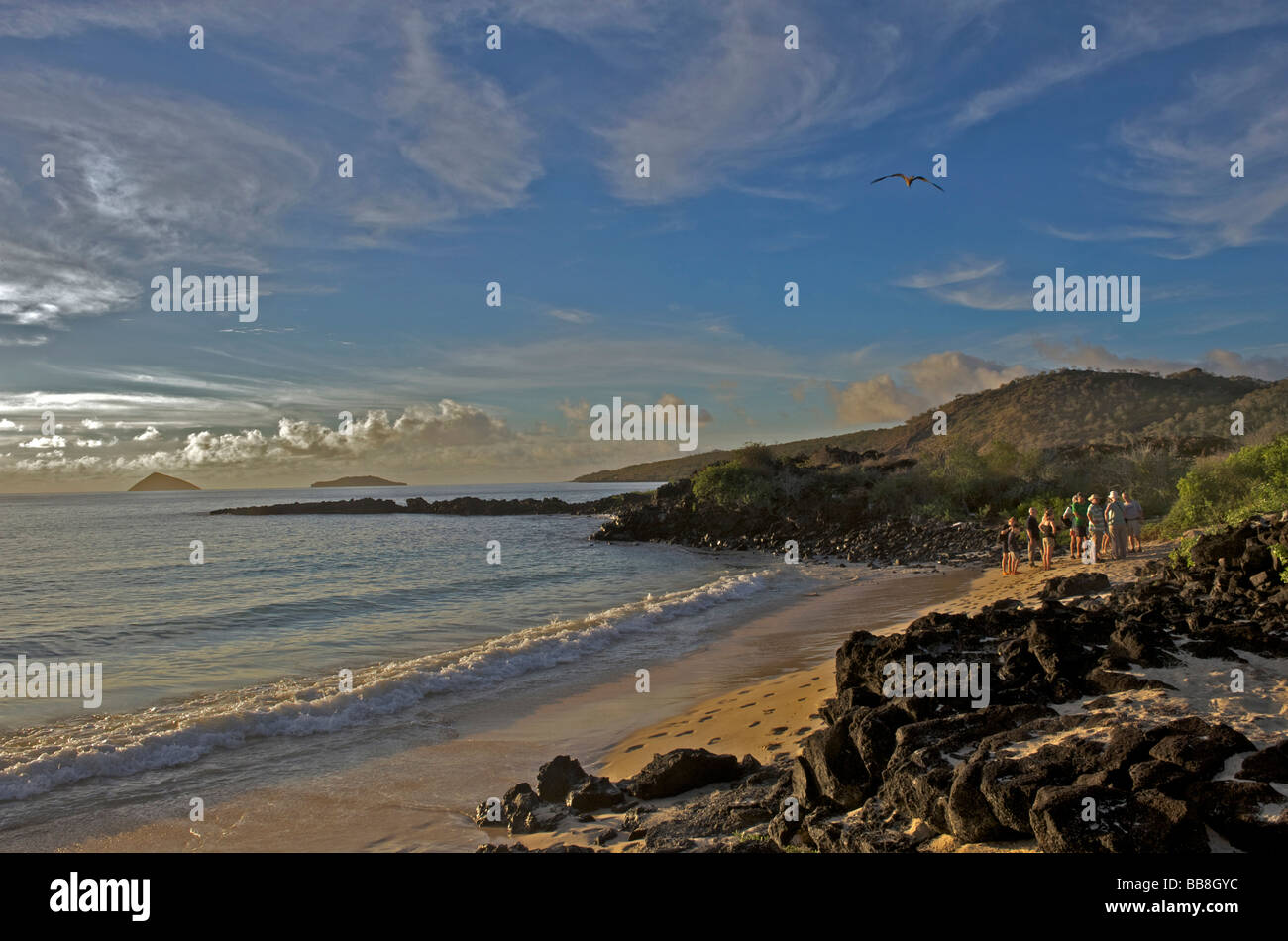 Early morning on beach on the Island of Floreana or Charles in the Galapagos Islands, Pacific Stock Photo