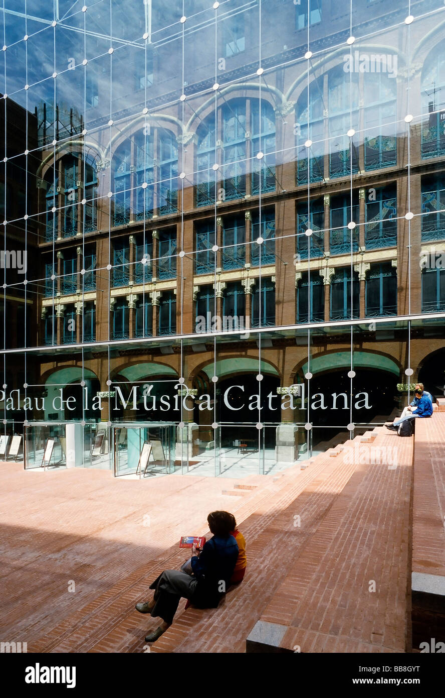 Palau de la Música Catalana, modern glass front, Barcelona, Catalonia, Spain, Europe Stock Photo