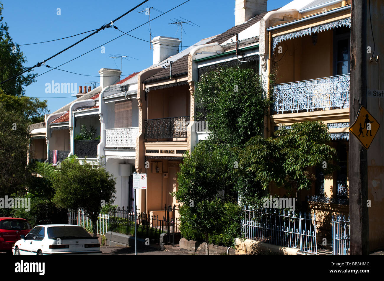 Victorian Terrace houses Paddington Sydney NSW Australia Stock Photo
