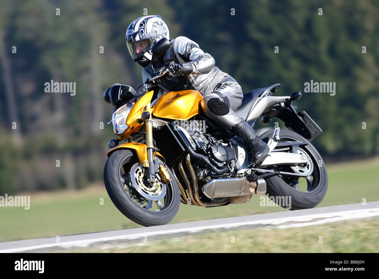 Honda Hornet motorcycle, riding shot Stock Photo