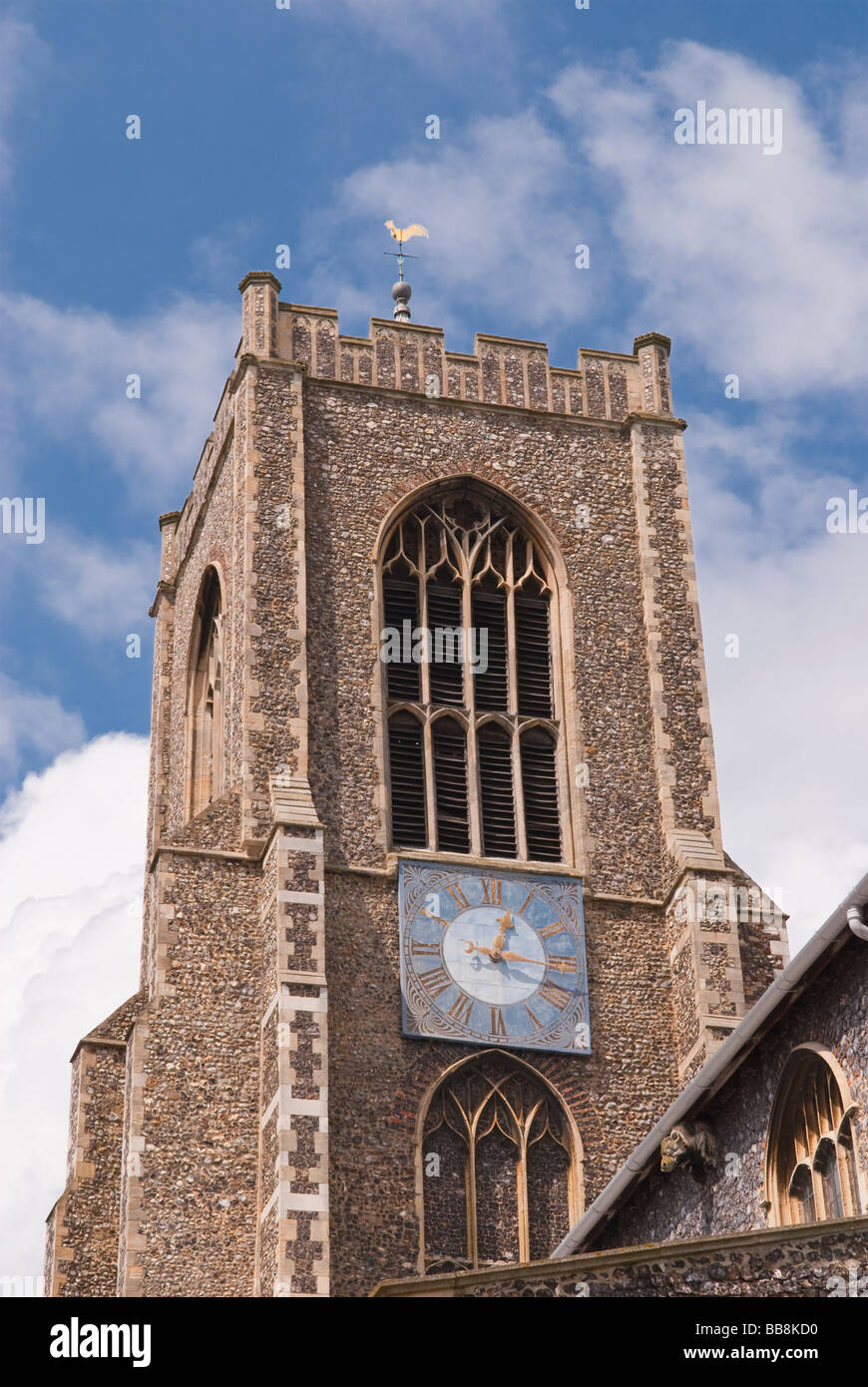 A church and clock tower in Norwich,Norfolk,Uk Stock Photo