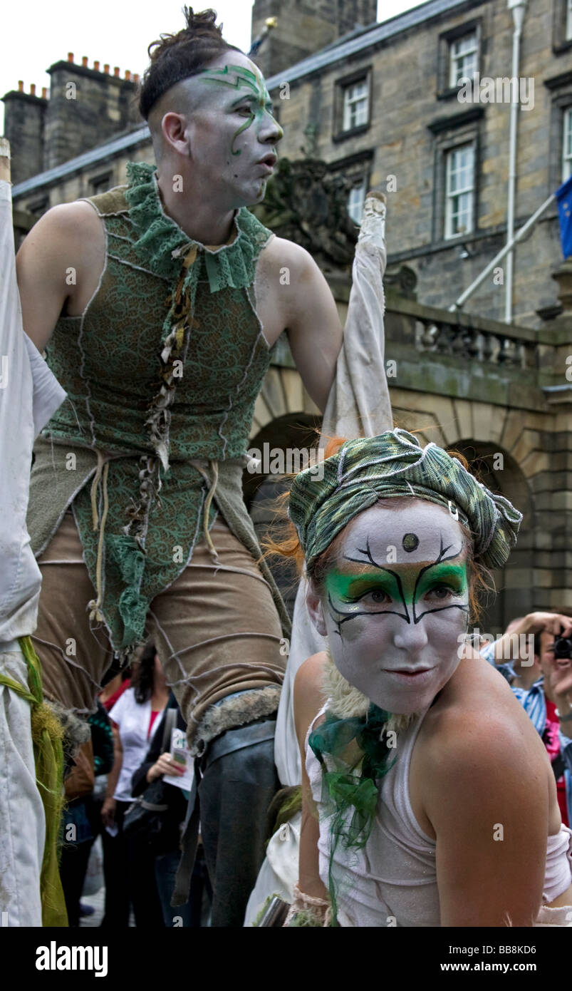 Theatre actors perform to promote show Edinburgh Fringe Festival, Scotland UK, Europe Stock Photo