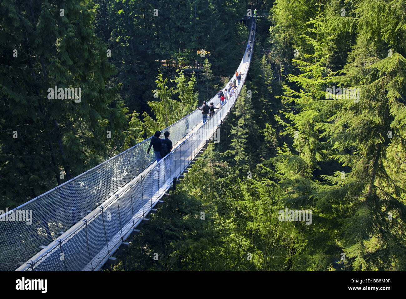 Capilano Suspension Bridge and Park above the Capilano River in Vancouver, British, Columbia, Canada. Stock Photo