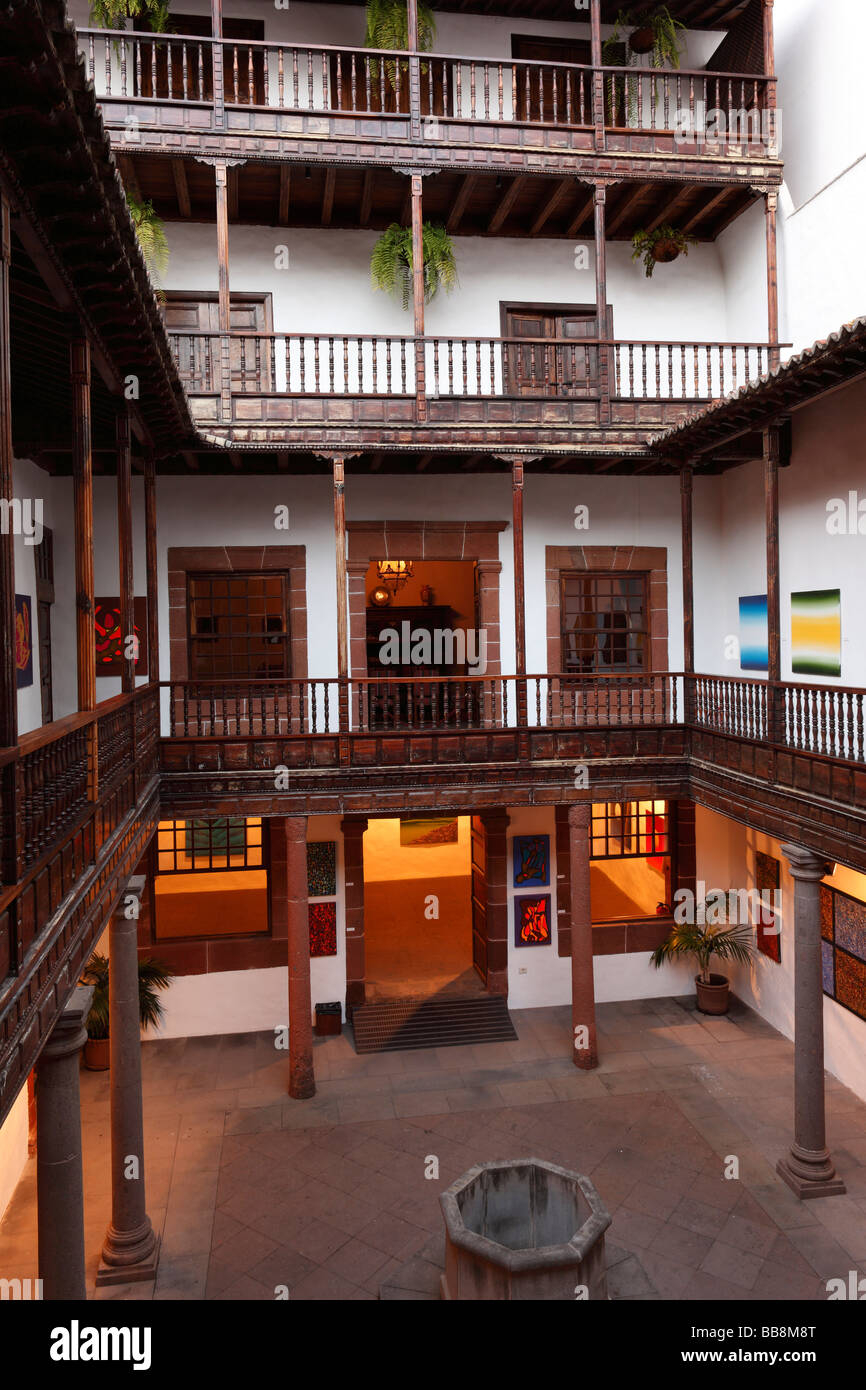 Courtyard, patio, Casa Salazar, Santa Cruz de la Palma, La Palma, Canary Islands, Spain Stock Photo