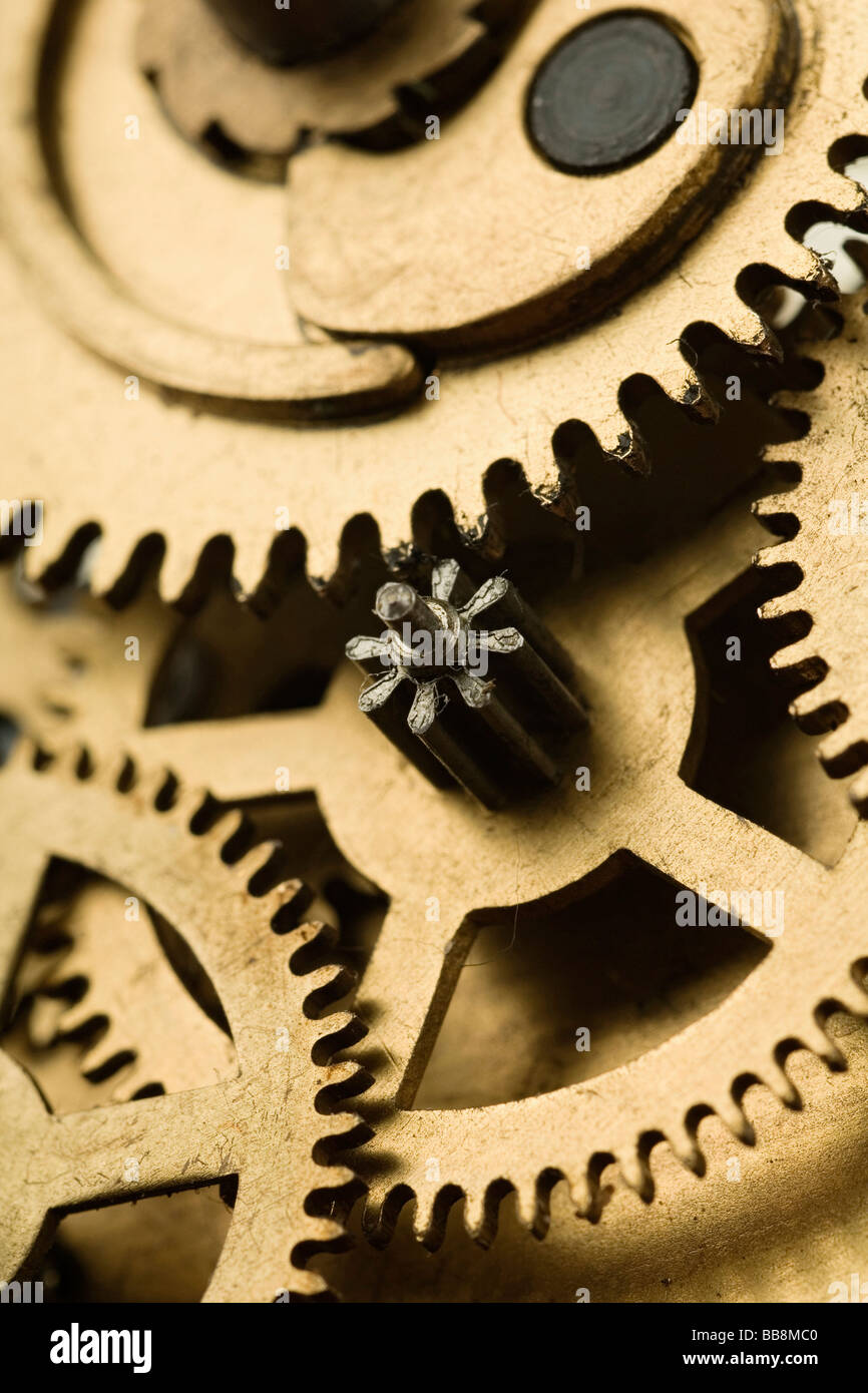 a clockwork gears closeup Stock Photo