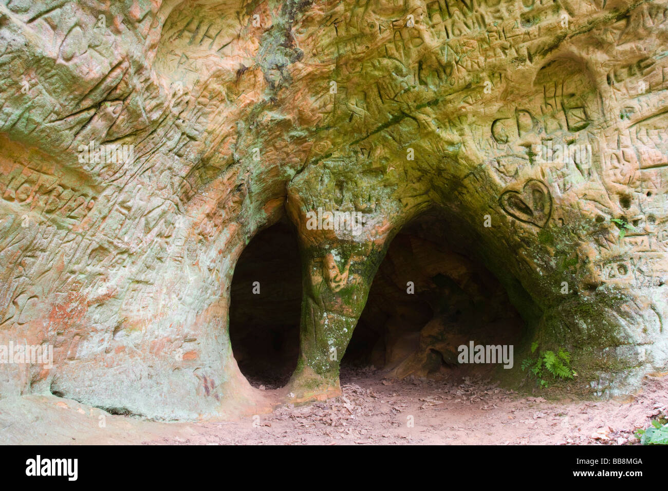 Maza velna ala, Small cave of devil, Pikenes krauja, Pikene glen, Sigulda, Latvia, Baltic region Stock Photo