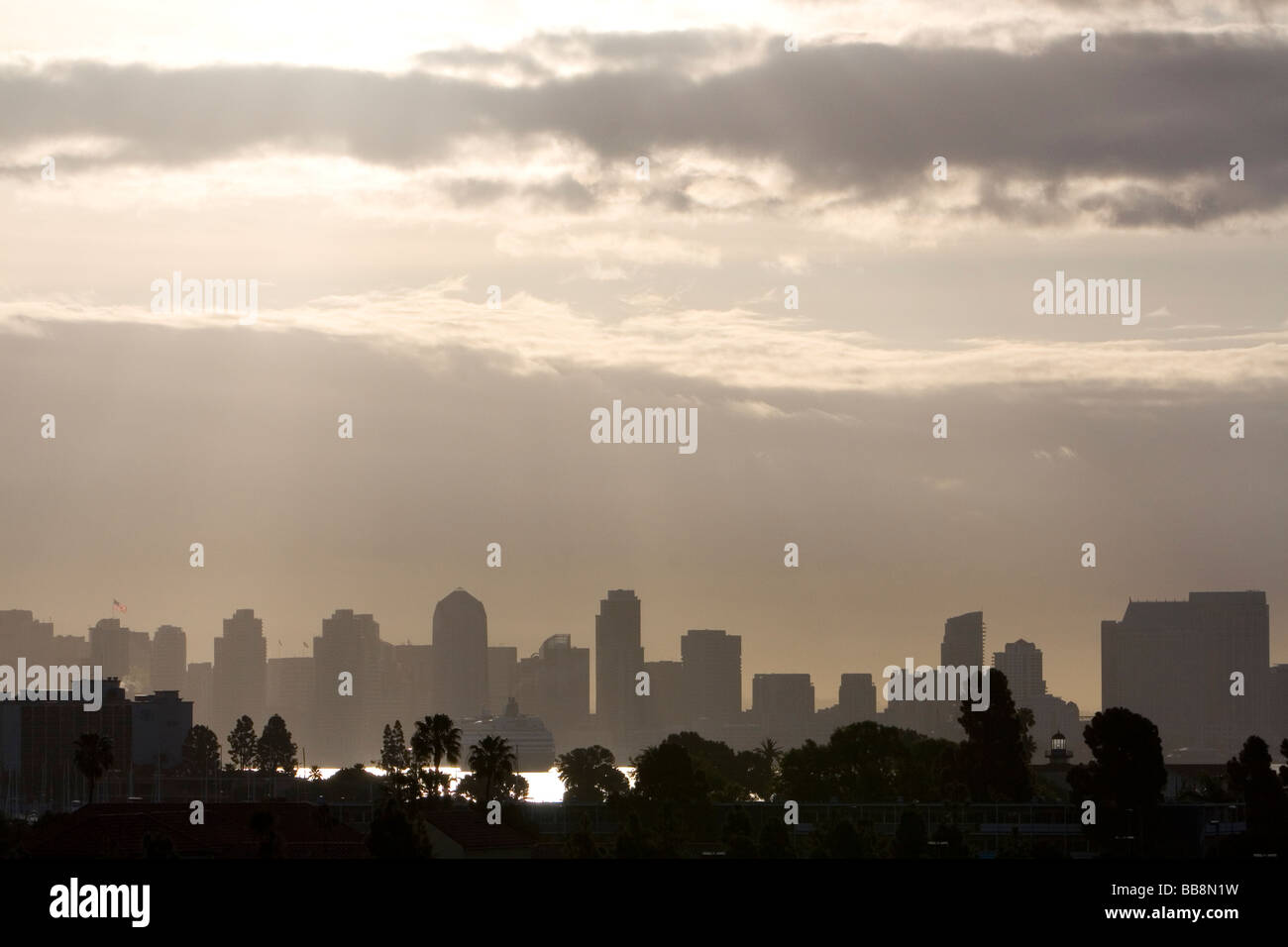 Sunrise over the city of San Diego Southern California USA  Stock Photo