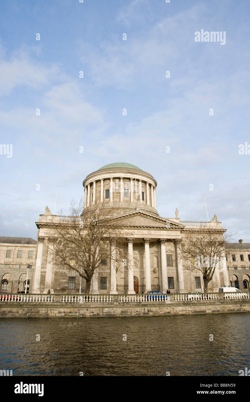 The Four Courts along River Liffey quayside, Dublin, Ireland Stock Photo