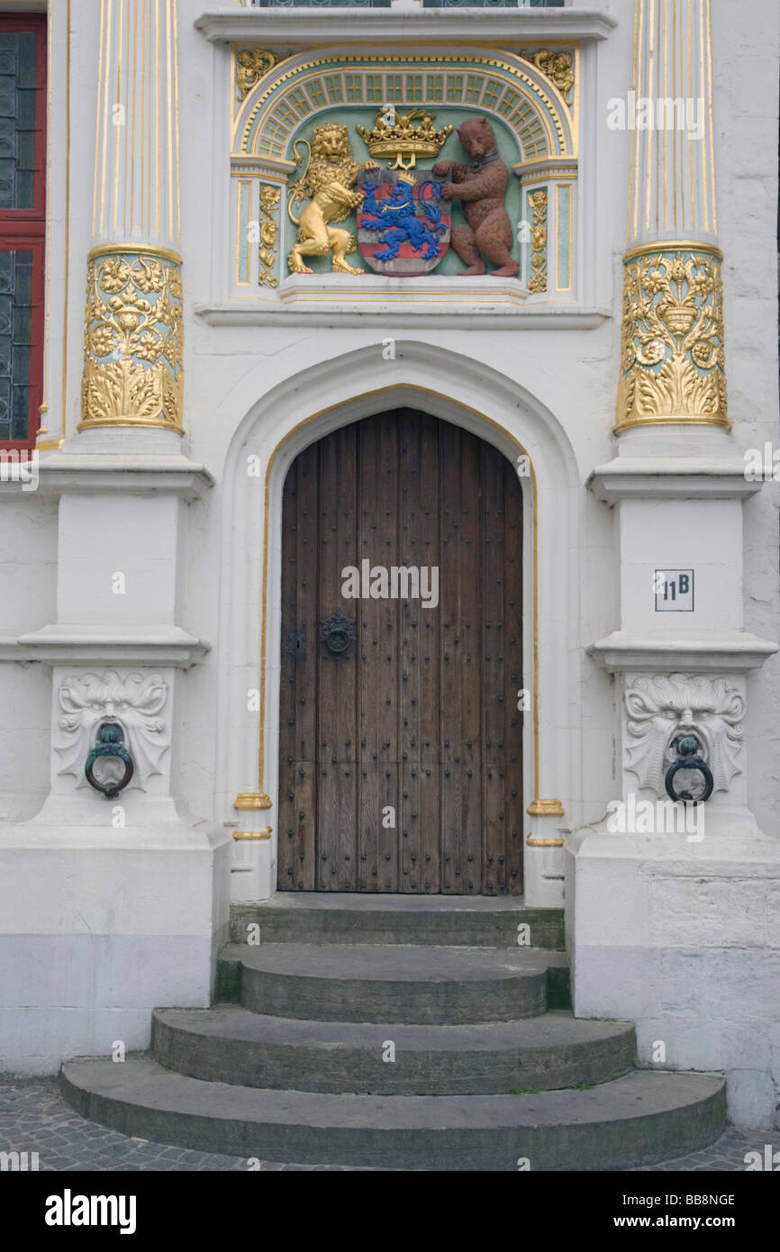 Doorway, Oude Griffie, Old Recorders House, Burg square, Bruges, Brugge, Belgium Stock Photo