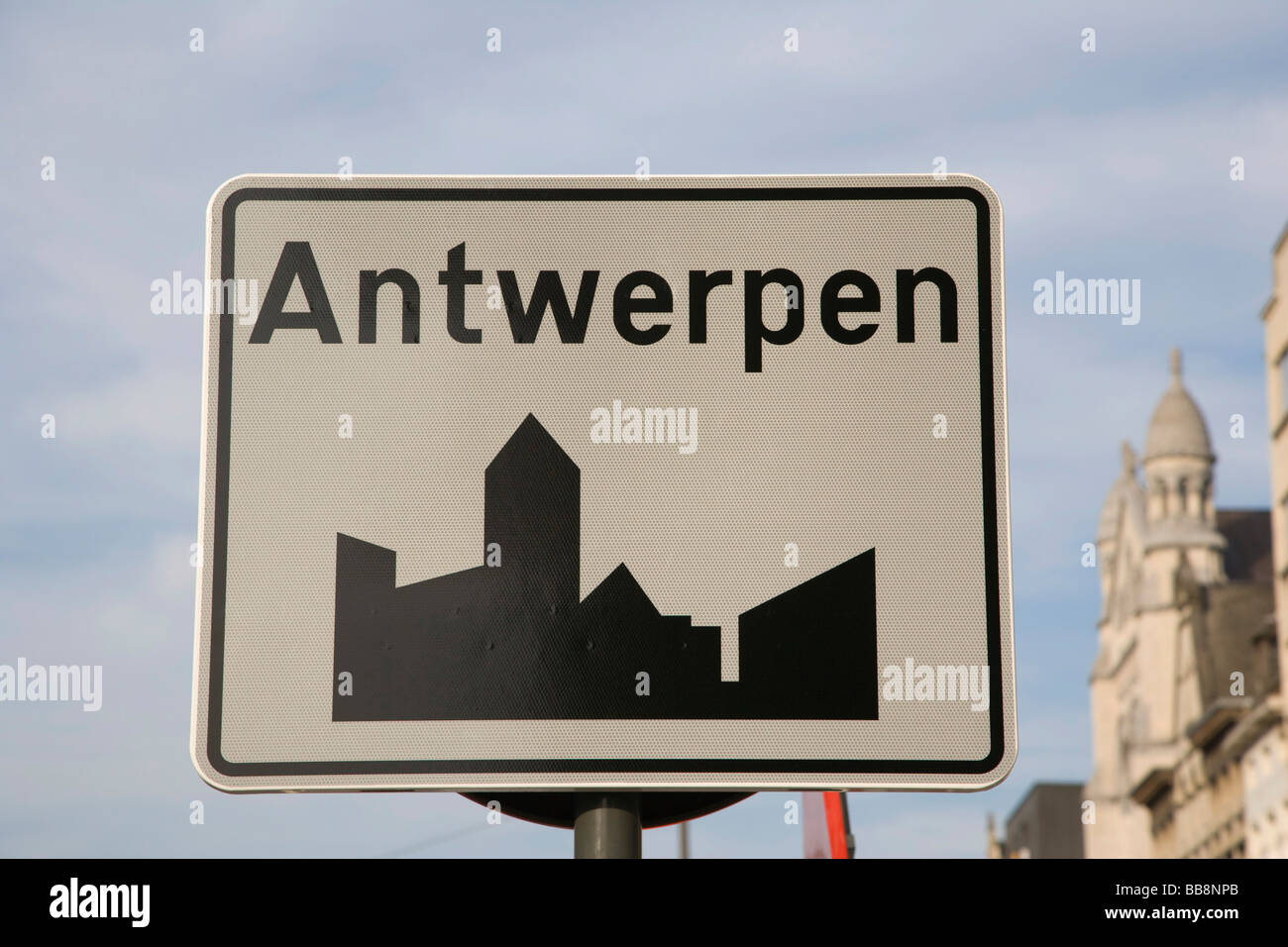 Antwerpen, boundary sign, Amerikalei, Antwerp, Belgium Stock Photo