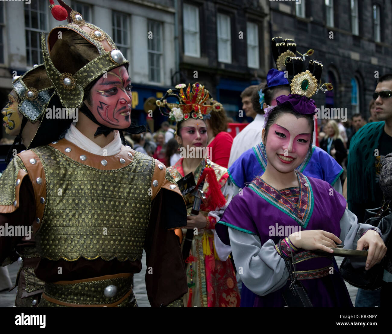 Oriental Performers promoting show Edinburgh Fringe Festival Scotland UK Europe Stock Photo