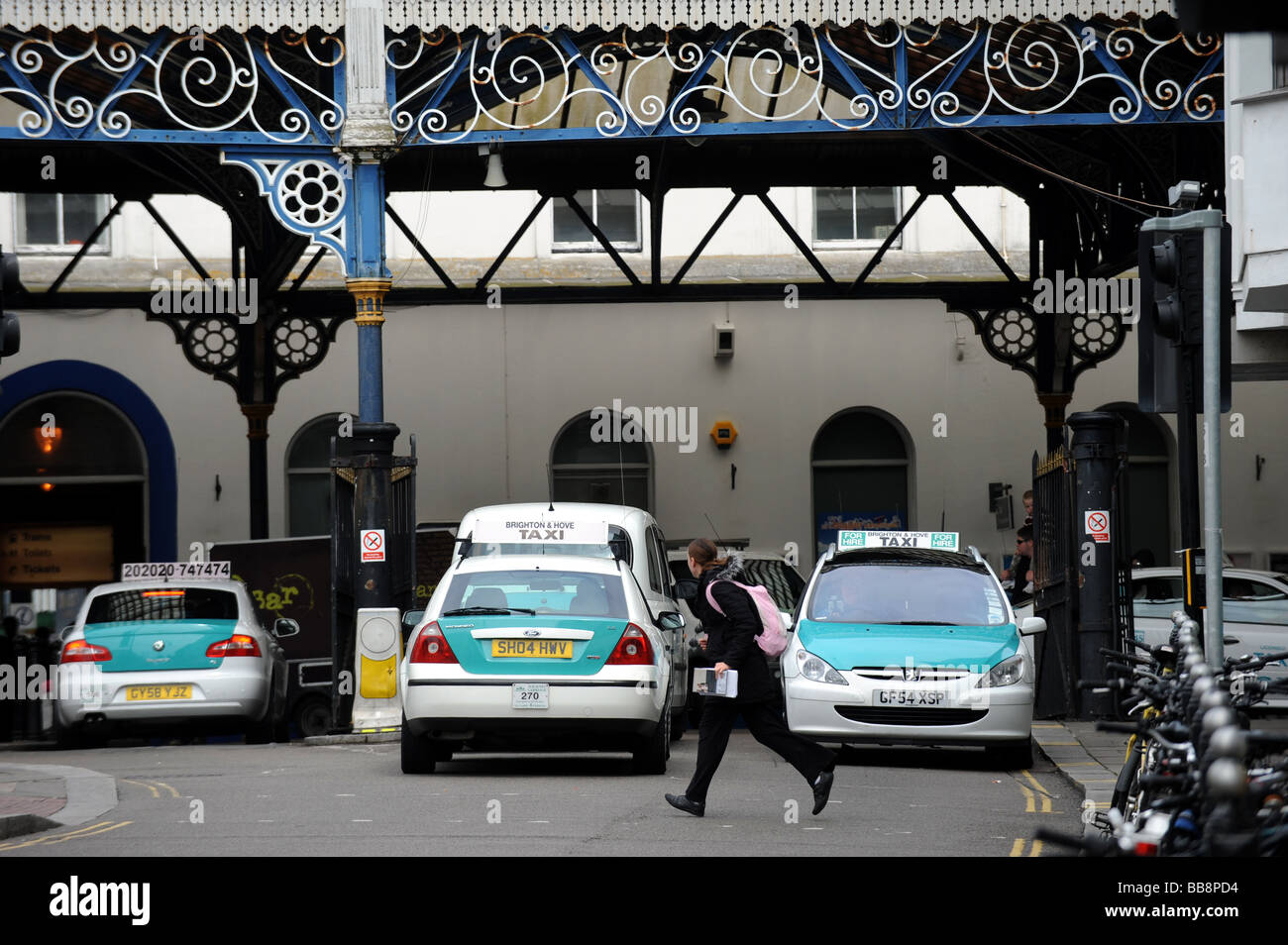 Taxis at Brighton Station 2009 Stock Photo