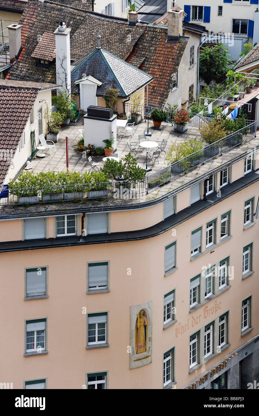 Roof garden in the historic centre of Zurich, Zurich, Switzerland