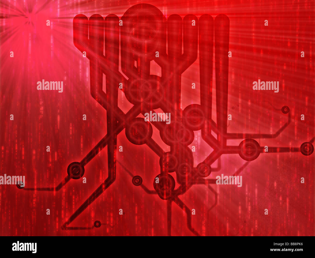 Abstract technical schematic diagram illustration with circuitry and ...