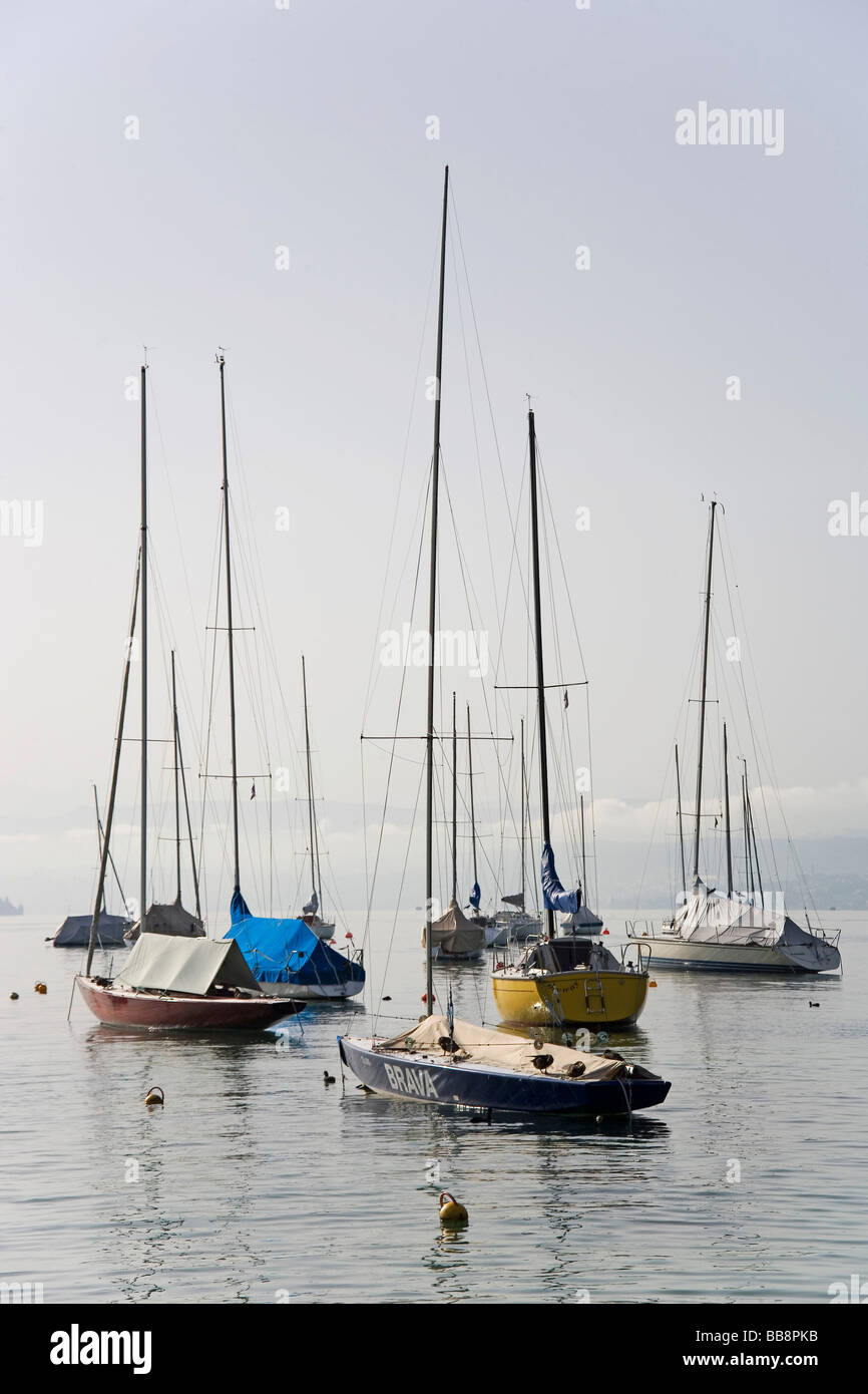 Sailing boats on Lake Zurich, Zurich, Switzerland, Europe Stock Photo