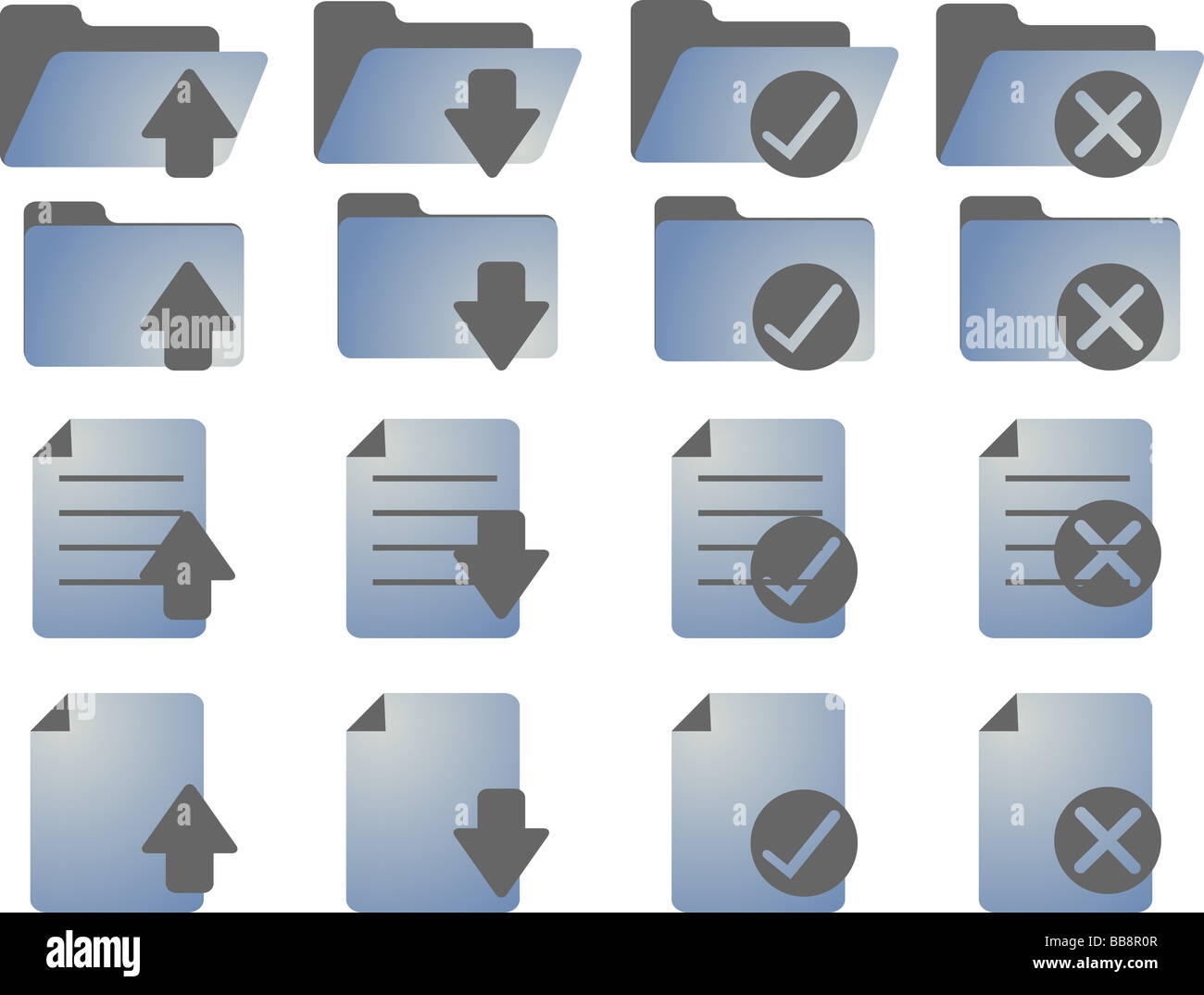 Document folder icon set with different statuses Stock Photo - Alamy