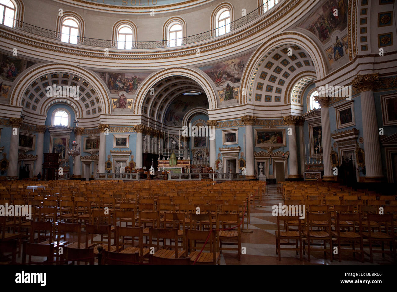 The magnificent interior of Mosta Dome, or Rotunda of Santa Marija ...
