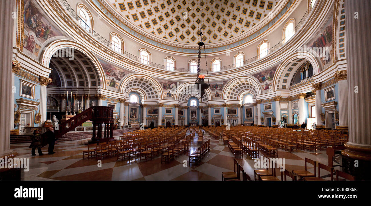 The magnificent interior of Mosta Dome, or Rotunda of Santa Marija ...