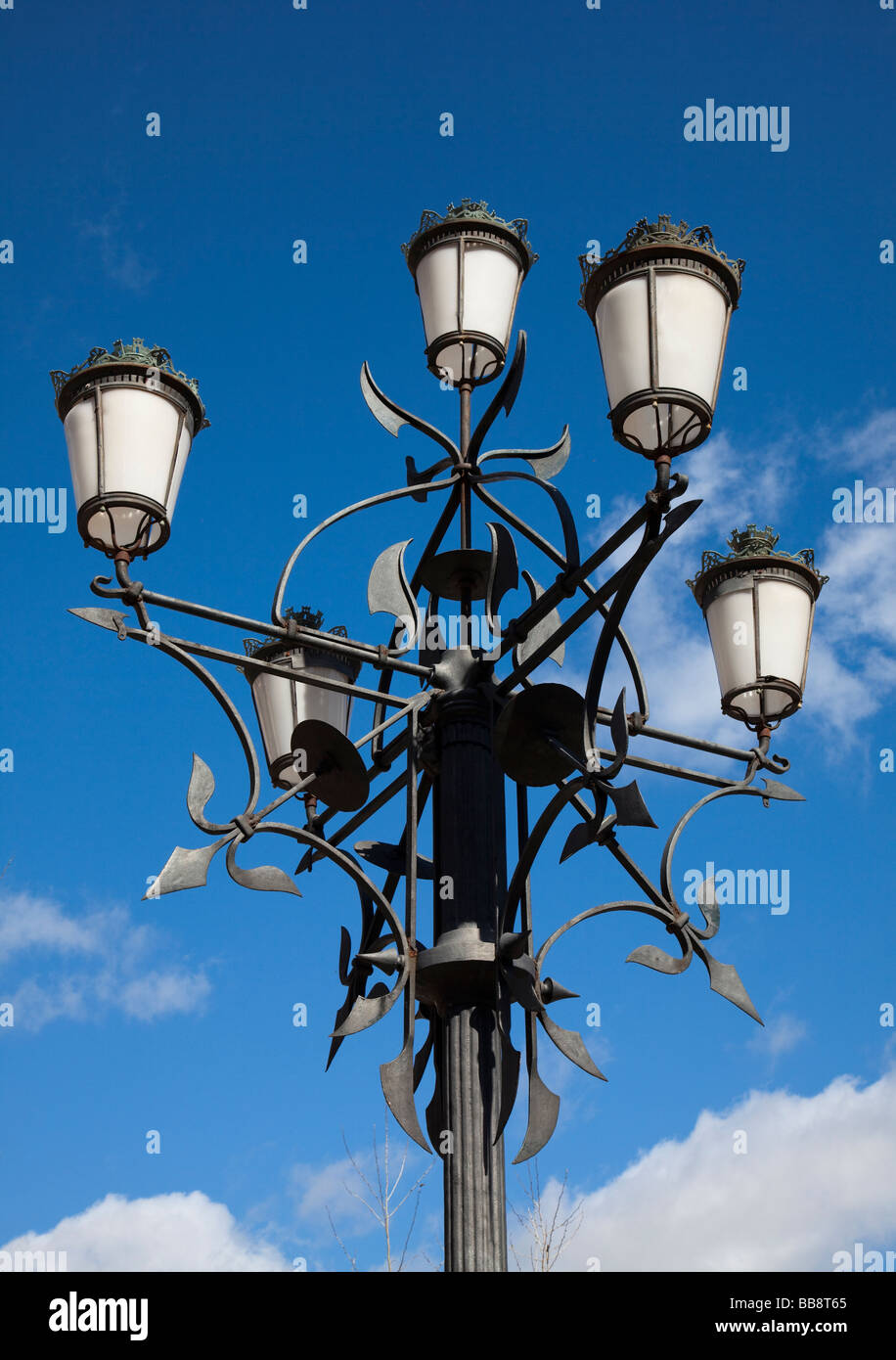 Lamp post with five lights Llucmajor Mallorca Spain Stock Photo