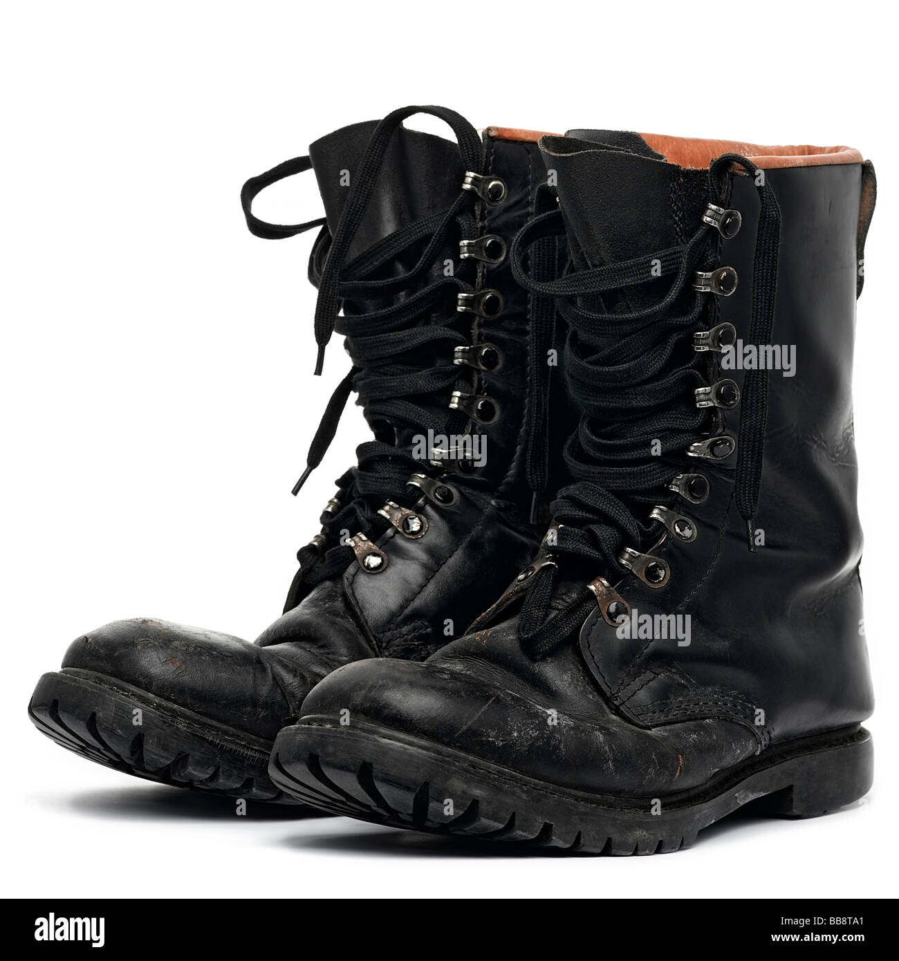 a pair of military-style boots Stock Photo