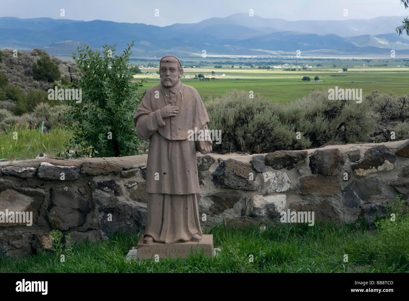 Statue in front of the All Saints Chapel on a hill above San Luis Colorado where the Stations of the Cross are located Stock Photo