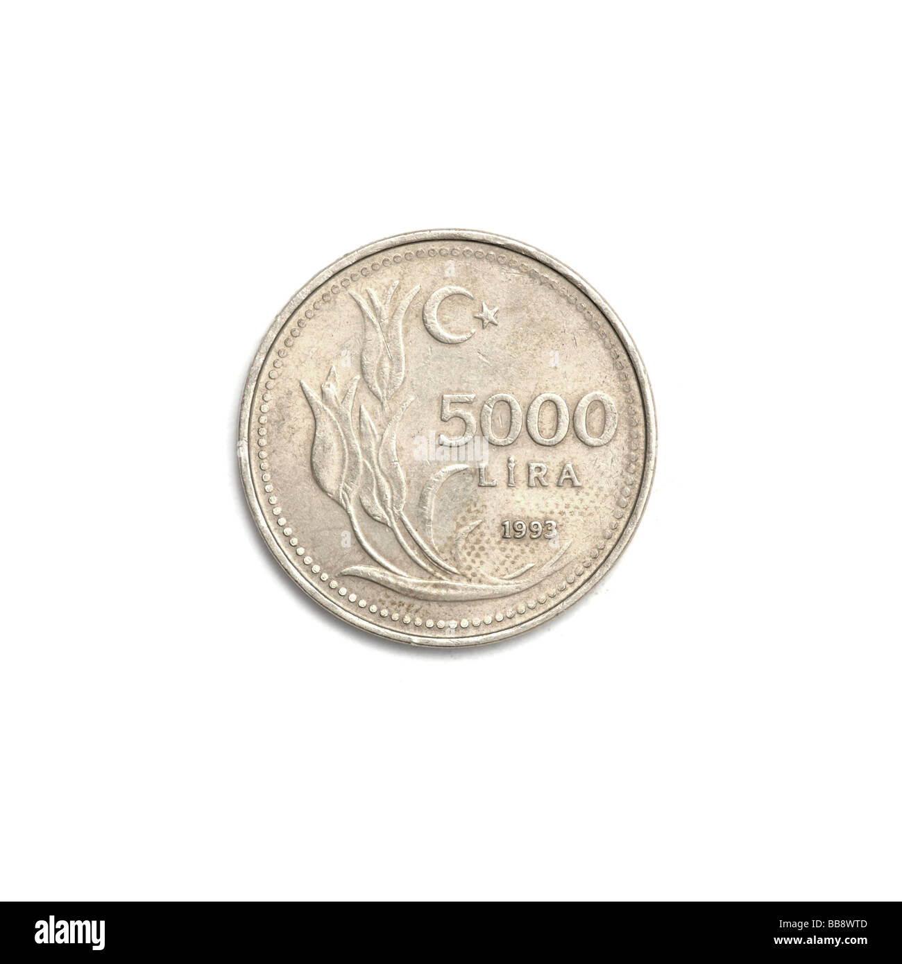 Turkish 5000 lira coin Stock Photo