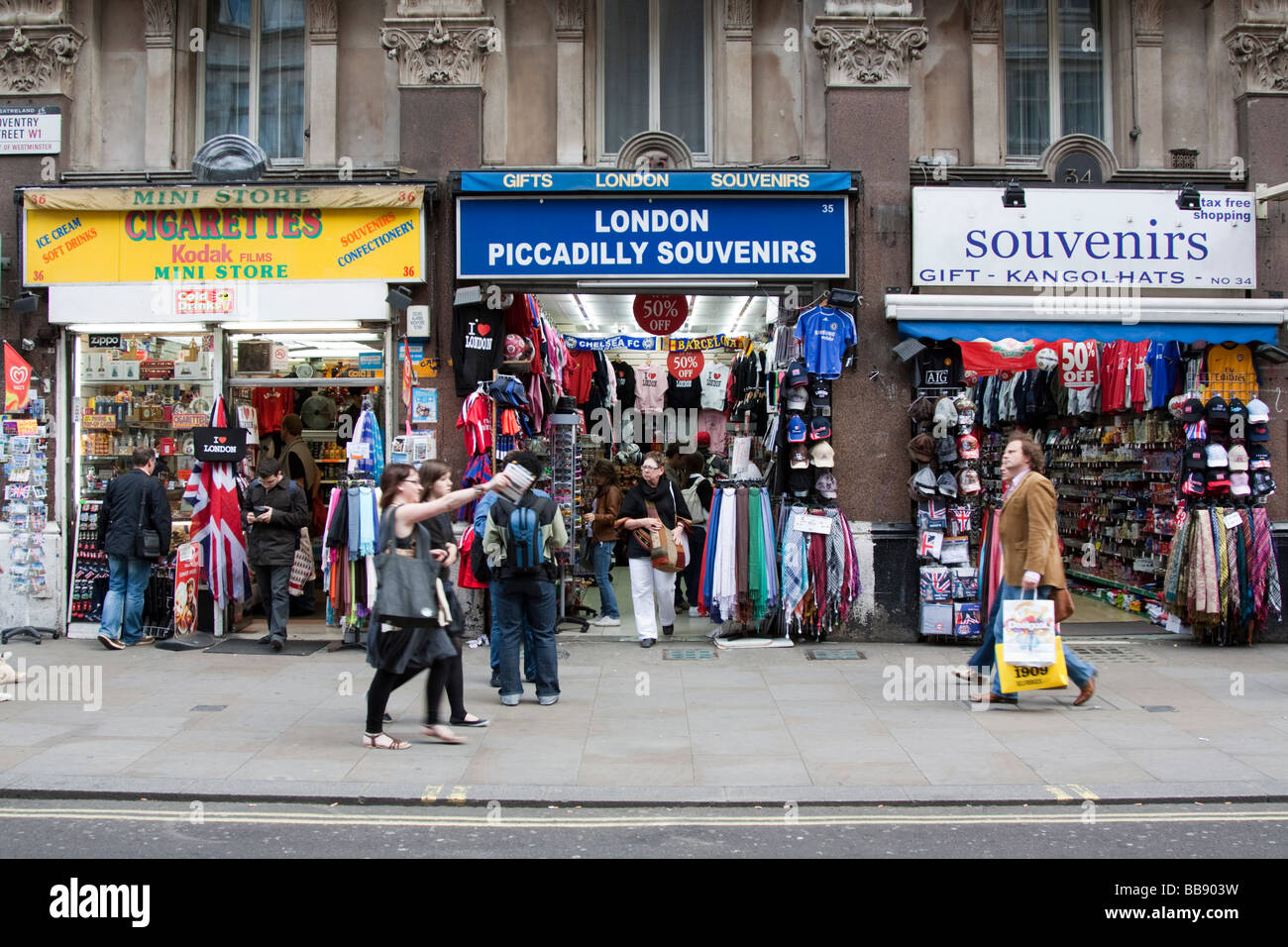 Souvenir shops Cranbourn Street West End London Stock Photo Alamy