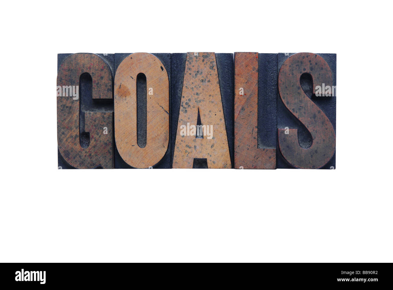 the word 'goals' in old wood type Stock Photo