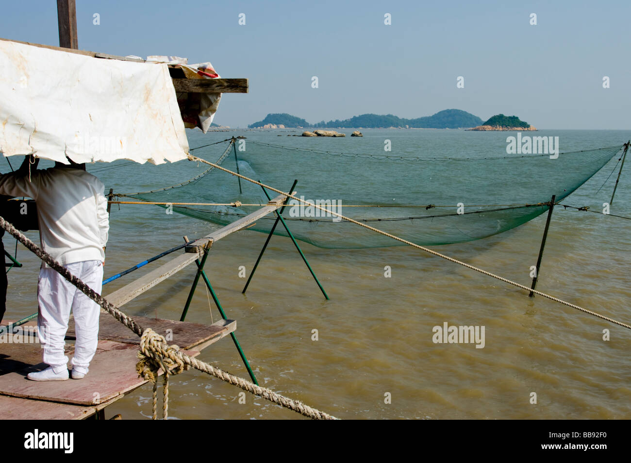 asia china Guangdong Zhuhai fishing nets 2008 Stock Photo