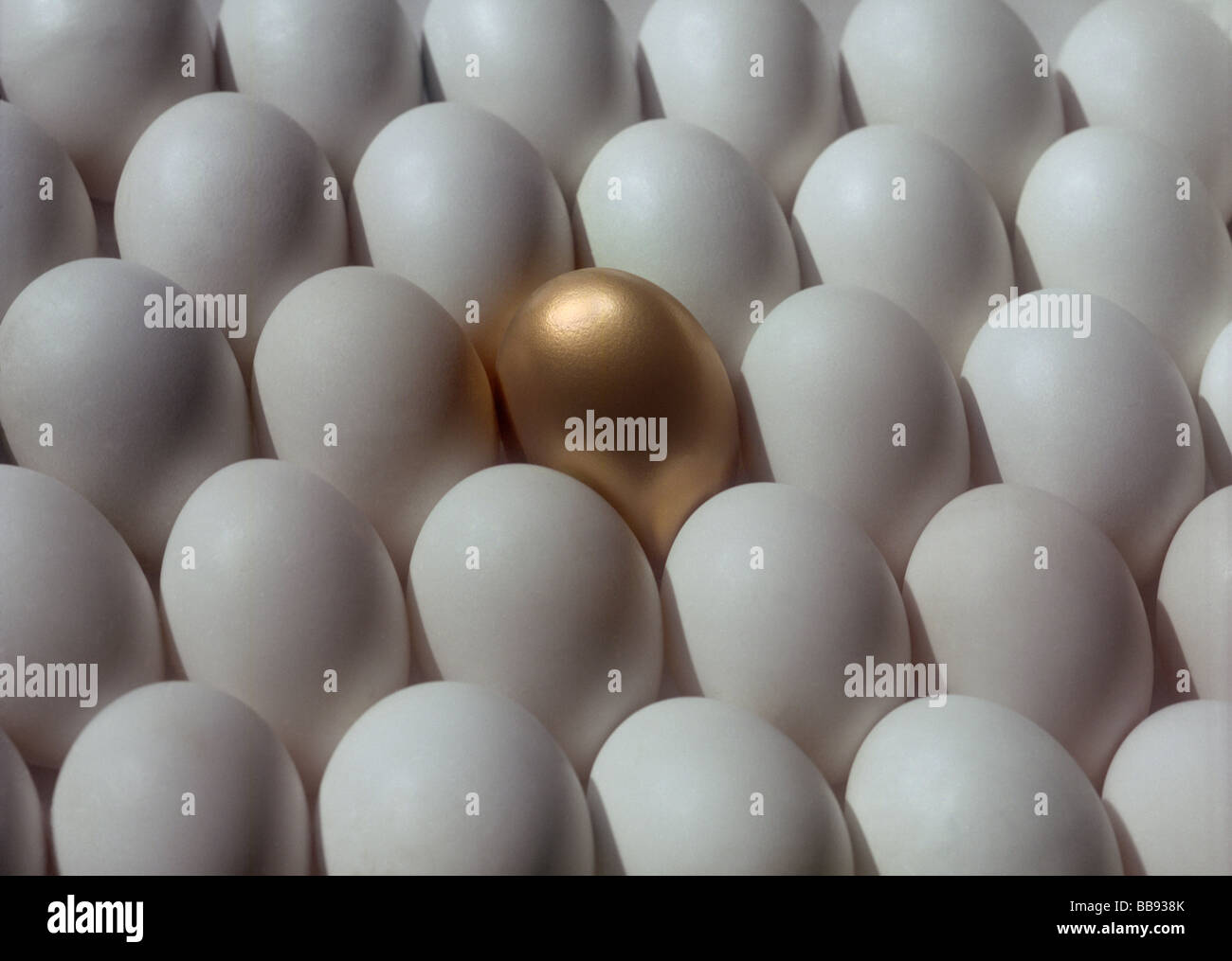 Golden egg in a row of the white eggs. 3D. Stock Photo by ©newb1 35522951