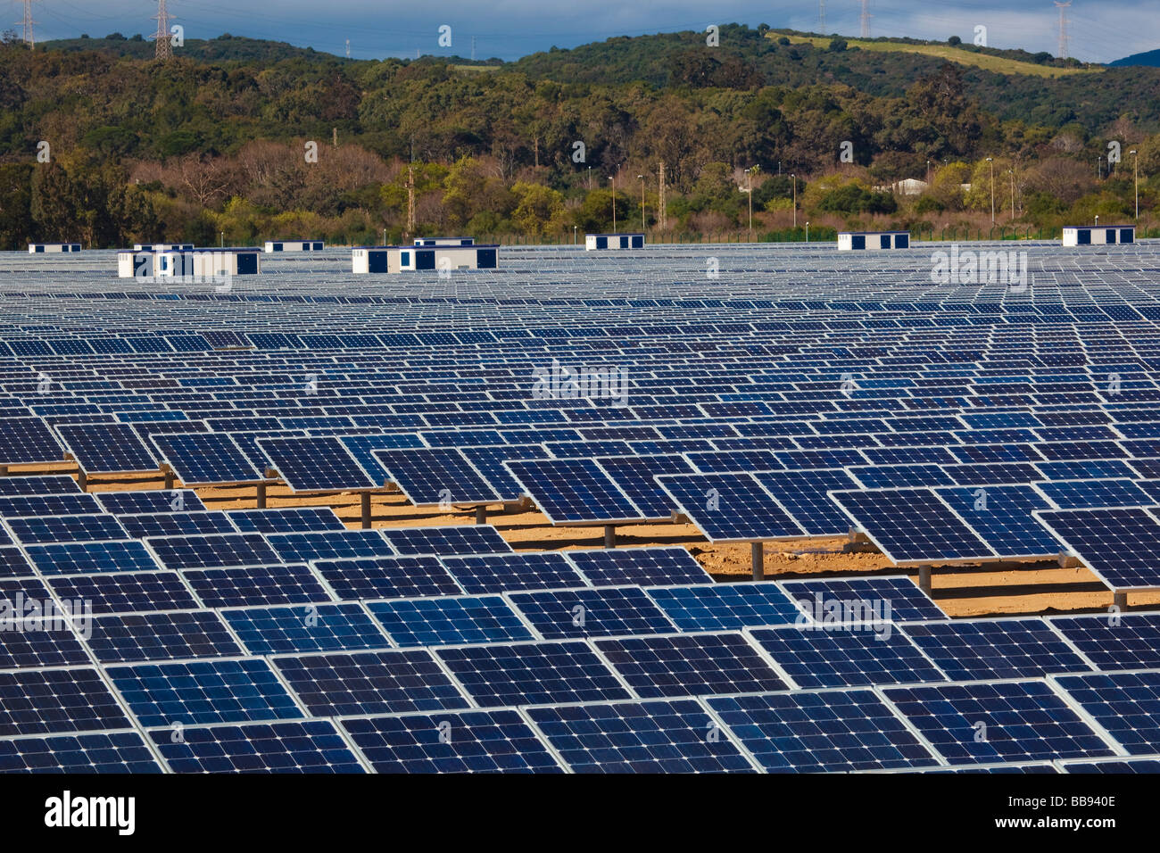 Solar energy centre near Guadarranque San Roque Cadiz Province Spain Stock Photo