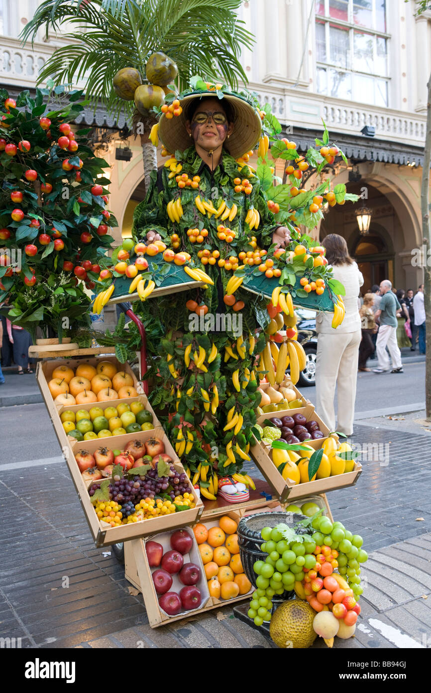 Street Entertainer in Barcelona Spain Stock Photo