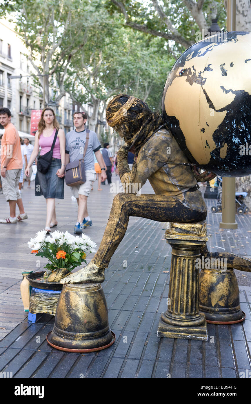 Street Entertainer in Barcelona Spain Stock Photo