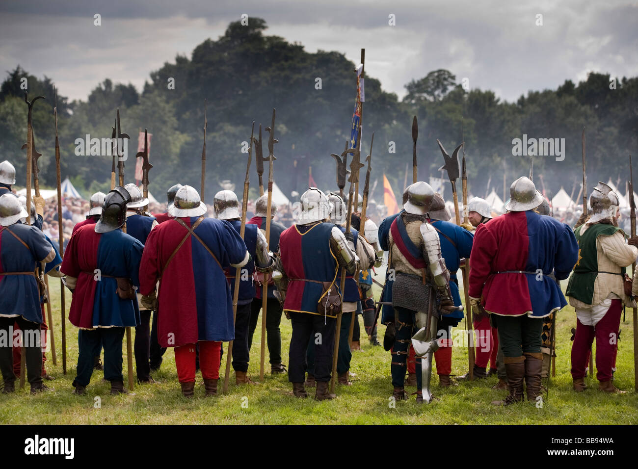 Reenactment of a medieval battle, the battle of Tewkesbury of 1471, Gloucestershire, UK Stock Photo