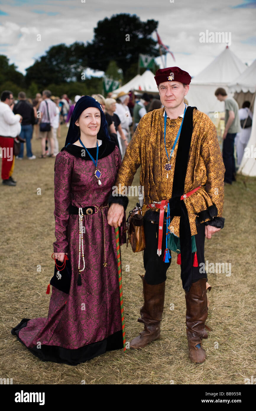 A couple the medieval costume of nobles at Tewkesbury Medieval Festival 2008 Stock Photo
